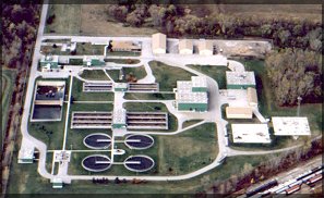 Aerial view of the West Bay County Regional Wastewater Treatment Plant
